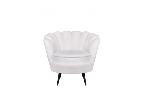  Низкое кресло ракушка Pearl цвет белый на черных ножках, фото 1 