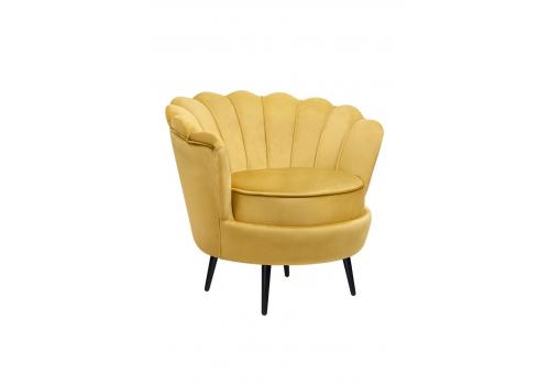  Низкое кресло ракушка Pearl Yellow на черных ножках, фото 2 