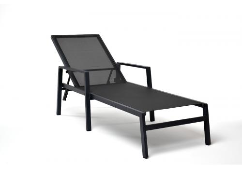  "Парма" шезлонг из алюминия темно-серый (RAL7024) муар, ткань текстилен серая, фото 4 