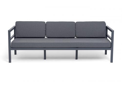  "Эстелья" диван 3-местный, каркас алюминий темно-серый (RAL7024) муар, ткань темно-серая 027, фото 3 