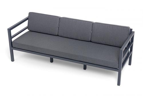  "Эстелья" диван 3-местный, каркас алюминий темно-серый (RAL7024) муар, ткань темно-серая 027, фото 4 