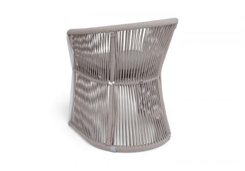  "Романо" стул плетеный из роупа, каркас алюминий белый муар, роуп бежевый круглый, ткань бежевая 15052, фото 5 