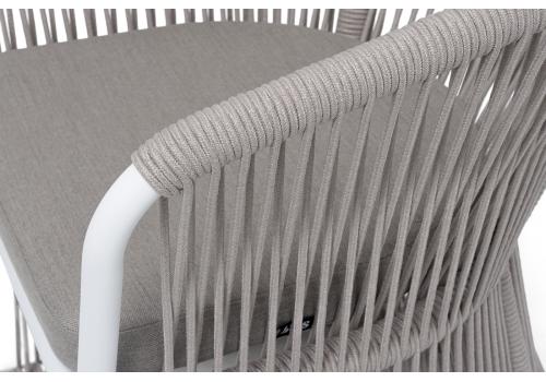  "Романо" стул плетеный из роупа, каркас алюминий белый муар, роуп бежевый круглый, ткань бежевая 15052, фото 6 