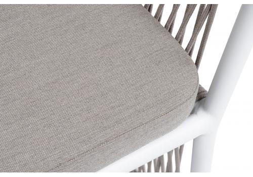  "Романо" стул плетеный из роупа, каркас алюминий белый муар, роуп бежевый круглый, ткань бежевая 15052, фото 7 