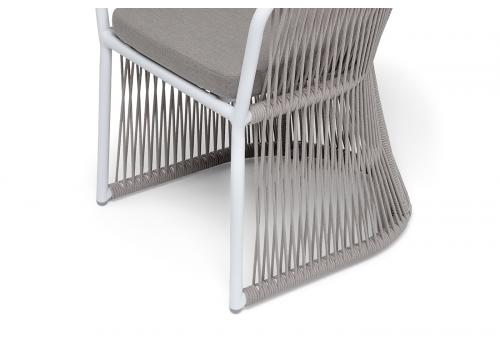  "Романо" стул плетеный из роупа, каркас алюминий белый муар, роуп бежевый круглый, ткань бежевая 15052, фото 8 