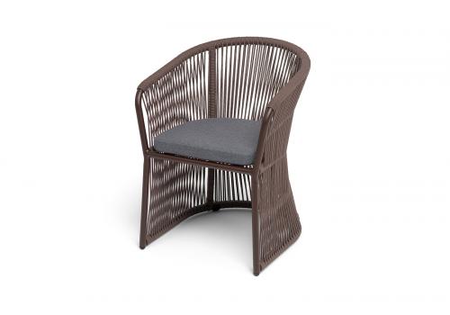  "Романо" стул плетеный из роупа, каркас алюминий коричневый (RAL8016) муар, роуп коричневый круглый, ткань темно-серая 027, фото 1 