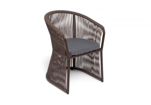  "Романо" стул плетеный из роупа, каркас алюминий коричневый (RAL8016) муар, роуп коричневый круглый, ткань темно-серая 027, фото 2 