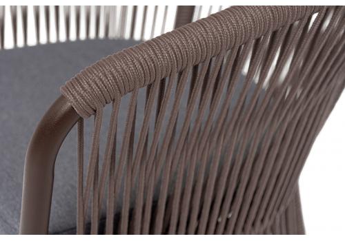  "Романо" стул плетеный из роупа, каркас алюминий коричневый (RAL8016) муар, роуп коричневый круглый, ткань темно-серая 027, фото 6 