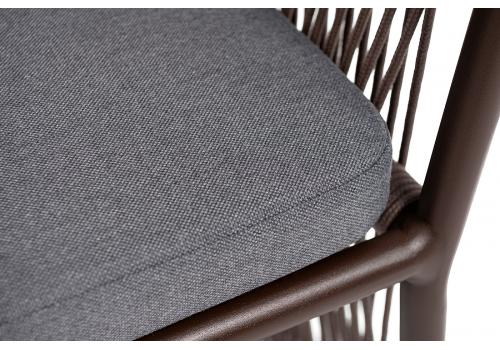  "Романо" стул плетеный из роупа, каркас алюминий коричневый (RAL8016) муар, роуп коричневый круглый, ткань темно-серая 027, фото 7 