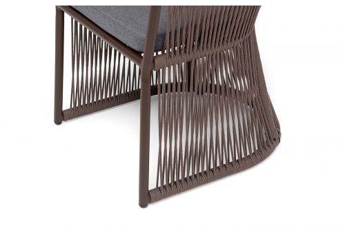  "Романо" стул плетеный из роупа, каркас алюминий коричневый (RAL8016) муар, роуп коричневый круглый, ткань темно-серая 027, фото 8 