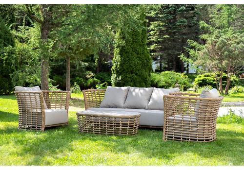  "Валенсия" лаунж-зона из искусственного ротанга, цвет соломенный, фото 1 