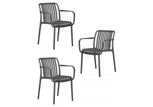  Набор 3 шт Стул обеденный DOBRIN WALTER ARM, темно-серый (GR-04), фото 1 