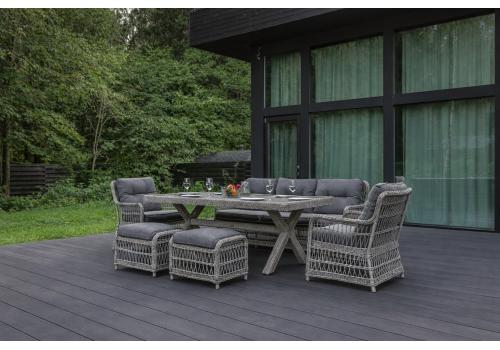  Обеденный комплект ALBERT в сером цвете из искусственного ротанга, фото 1 