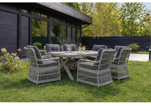  Обеденный комплект ISABELLA из искусственного ротанга (серый), фото 1 