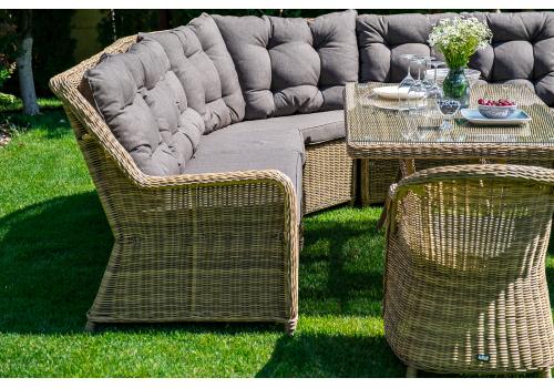  "Базелла" обеденная группа из искусственного ротанга, цвет соломенный, фото 2 