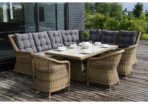 "Бергамо" обеденная группа угловая из искусственного ротанга, цвет соломенный, фото 1 