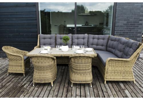  "Бергамо" обеденная группа угловая из искусственного ротанга, цвет соломенный, фото 2 