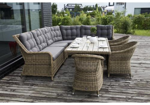  "Бергамо" обеденная группа угловая из искусственного ротанга, цвет соломенный, фото 4 