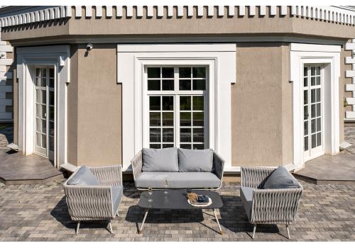  "Монако" лаунж-зона 4-местная из роупа со столом "Верона" (серый гранит), каркас светло-серый, роуп светло-серый, фото 2 