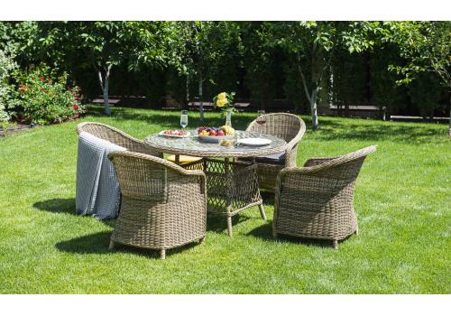  "Равенна" обеденная группа плетеная, цвет соломенный, фото 1 