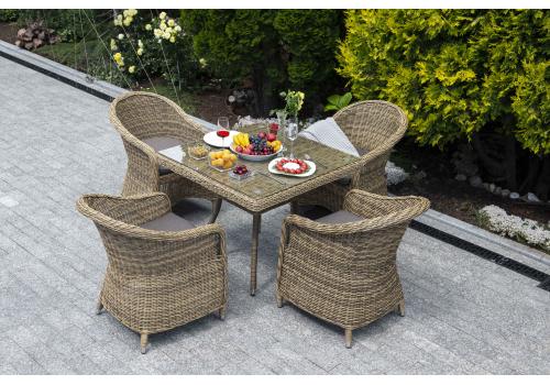  "Фредо" обеденная группа из искусственного ротанга, цвет соломенный, фото 2 