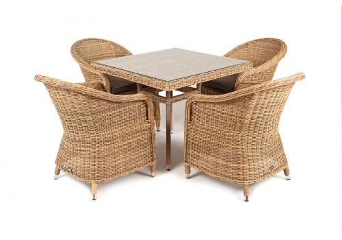  "Фредо" обеденная группа из искусственного ротанга, цвет соломенный, фото 7 