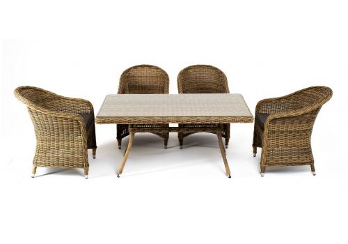  "Латте–140 R" обеденная группа плетеная, цвет соломенный, фото 1 