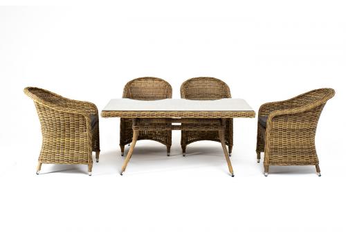  "Латте–140 R" обеденная группа плетеная, цвет соломенный, фото 2 