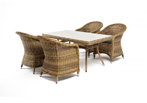  "Латте–140 R" обеденная группа плетеная, цвет соломенный, фото 3 