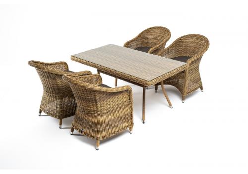  "Латте–140 R" обеденная группа плетеная, цвет соломенный, фото 4 