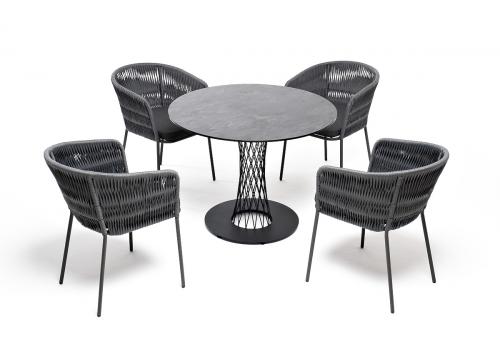  "Диего" обеденная группа на 4 персоны со стульями "Бордо" плетения колос, столешница "серый гранит", фото 4 
