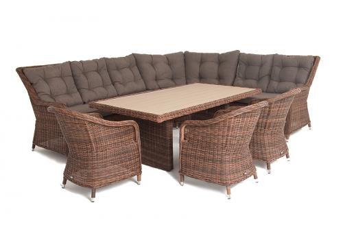  "Бергамо" обеденная группа угловая из искусственного ротанга, цвет коричневый, фото 1 