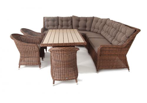  "Бергамо" обеденная группа угловая из искусственного ротанга, цвет коричневый, фото 2 