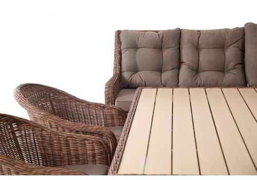  "Бергамо" обеденная группа угловая из искусственного ротанга, цвет коричневый, фото 3 