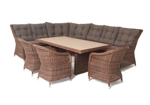  "Бергамо" обеденная группа угловая из искусственного ротанга, цвет коричневый, фото 4 