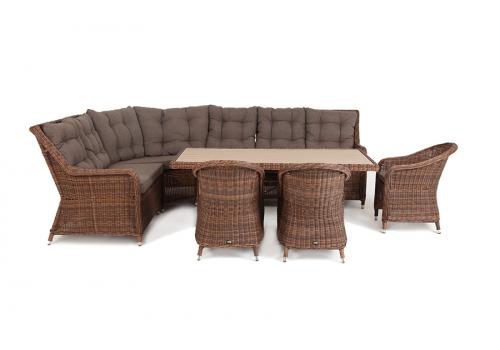  "Бергамо" обеденная группа угловая из искусственного ротанга, цвет коричневый, фото 5 