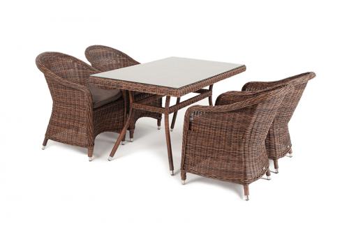  "Латте–140 R" обеденная группа плетеная, цвет коричневый, фото 1 