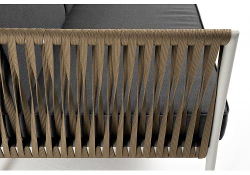  "Касабланка" диван 3-местный плетеный из роупа, каркас алюминий светло-серый (RAL7035) муар, роуп серо-коричневый 23мм, ткань серая 017, фото 5 