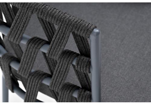  "Диего" стул плетеный из роупа, каркас из стали темно-серый (RAL7024) муар, роуп темно-серый круглый, ткань темно-серая 027, фото 4 