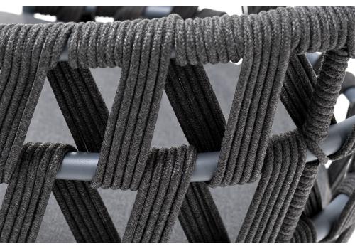  "Диего" стул плетеный из роупа, каркас из стали темно-серый (RAL7024) муар, роуп темно-серый круглый, ткань темно-серая 027, фото 9 