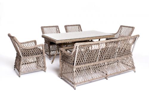  "Катания" обеденная группа плетеная на 6 персон, цвет бежевый, фото 1 