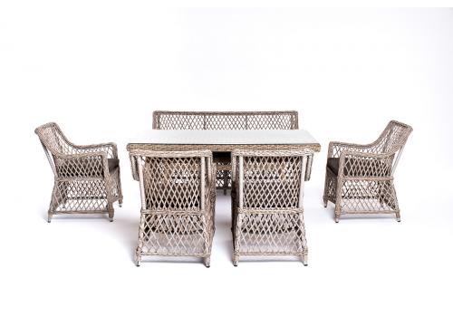  "Катания" обеденная группа плетеная на 6 персон, цвет бежевый, фото 2 