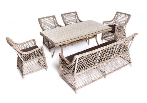  "Катания" обеденная группа плетеная на 6 персон, цвет бежевый, фото 3 
