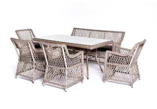  "Катания" обеденная группа плетеная на 6 персон, цвет бежевый, фото 4 