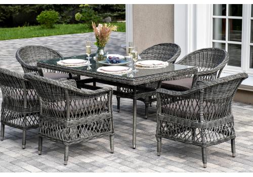  "Амароне" обеденная группа из искусственного ротанга на 6 персон, цвет графит, фото 5 