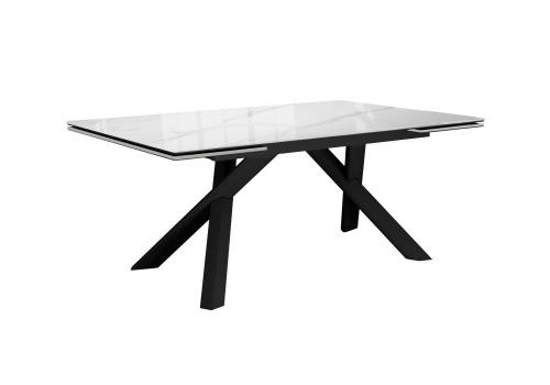  Стол DikLine DKX140 керамика Carrara Gloss (мрамор глянец белый), подстолье черное, опоры черные (2уп.), фото 1 