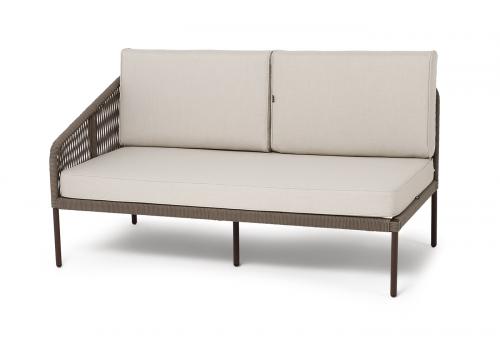  "Канны" правый модуль плетеный из роупа, каркас алюминий коричневый (RAL8016) муар, роуп коричневый круглый, ткань бежевая 15052, фото 1 