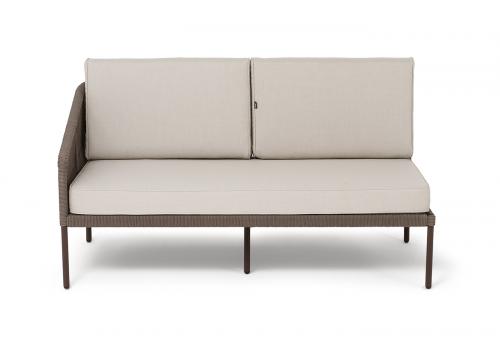  "Канны" правый модуль плетеный из роупа, каркас алюминий коричневый (RAL8016) муар, роуп коричневый круглый, ткань бежевая 15052, фото 2 