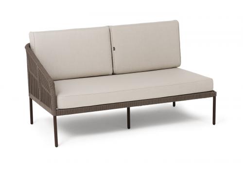  "Канны" правый модуль плетеный из роупа, каркас алюминий коричневый (RAL8016) муар, роуп коричневый круглый, ткань бежевая 15052, фото 3 