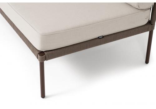  "Канны" правый модуль плетеный из роупа, каркас алюминий коричневый (RAL8016) муар, роуп коричневый круглый, ткань бежевая 15052, фото 4 